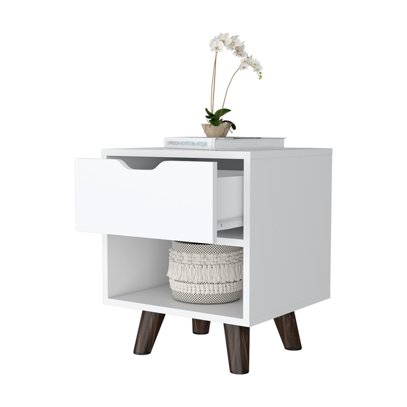 FM FURNITURE Carthage Nightstand 1 Drawer Engineered Wood White