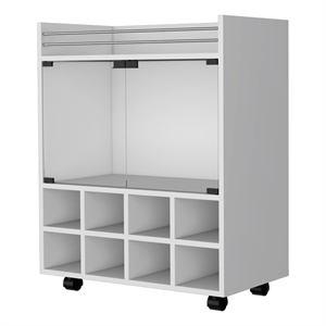 FM FURNITURE Minneapolis Bar Cart 2 Doors Engineered Wood White