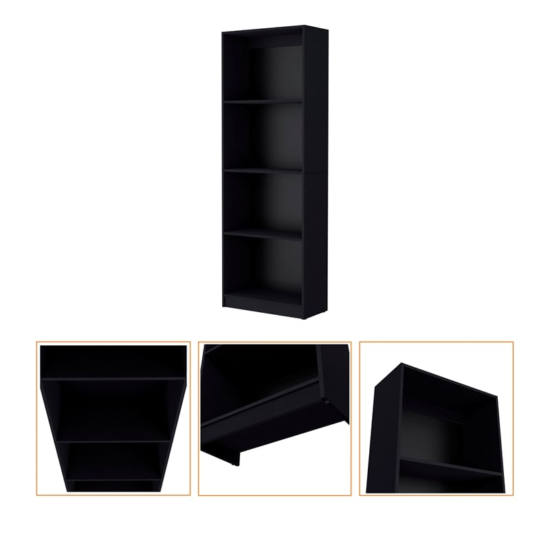 FM FURNITURE Sutton Bookcase Open Storage Engineered Wood Black