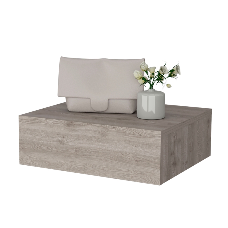 FM FURNITURE Vienna Floating Nightstand Light Gray Engineered Wood