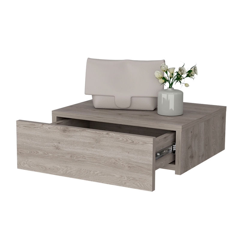 FM FURNITURE Vienna Floating Nightstand Light Gray Engineered Wood