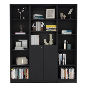 FM FURNITURE Atoka 3 Piece Living Room Set Black Engineered Wood