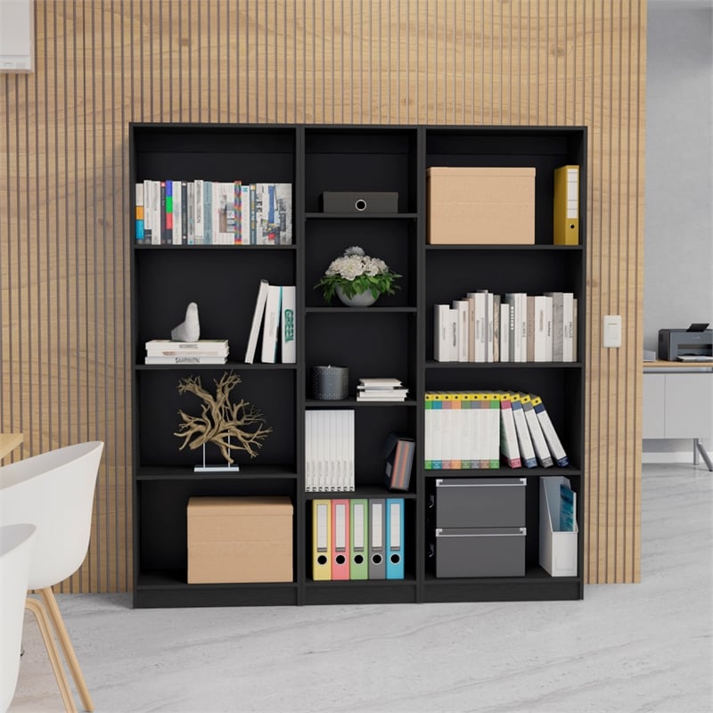 FM FURNITURE Sutton 2 Piece Living Room Set Black Engineered Wood