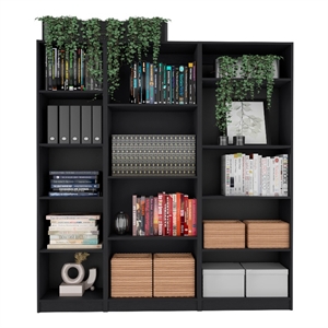 FM FURNITURE Avra 3 Piece Living Room Set Black Engineered Wood