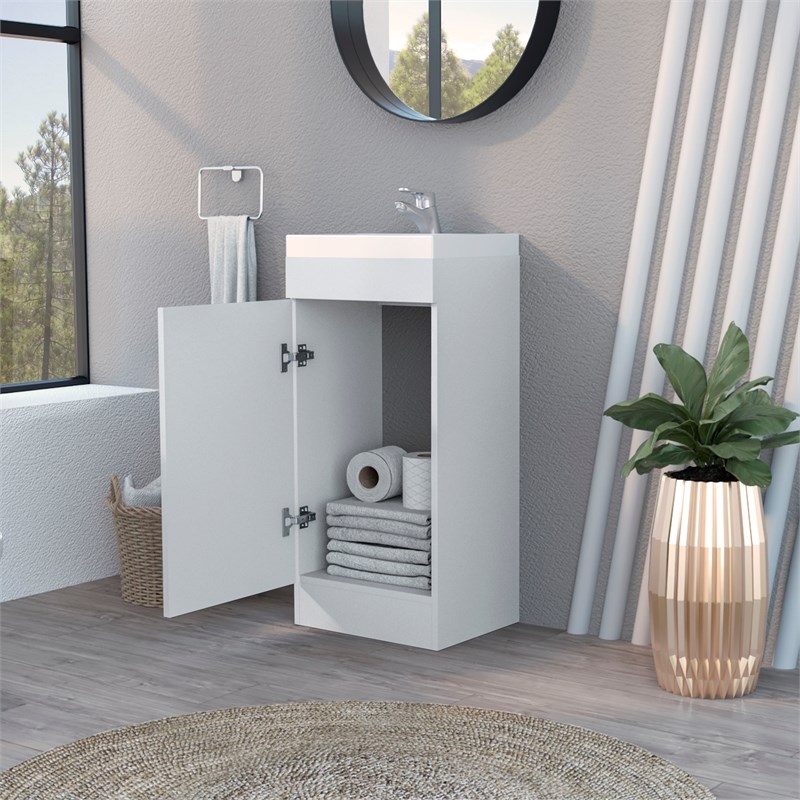 FM FURNITURE Madrid Bathroom Vanity 1 Door Engineered Wood White