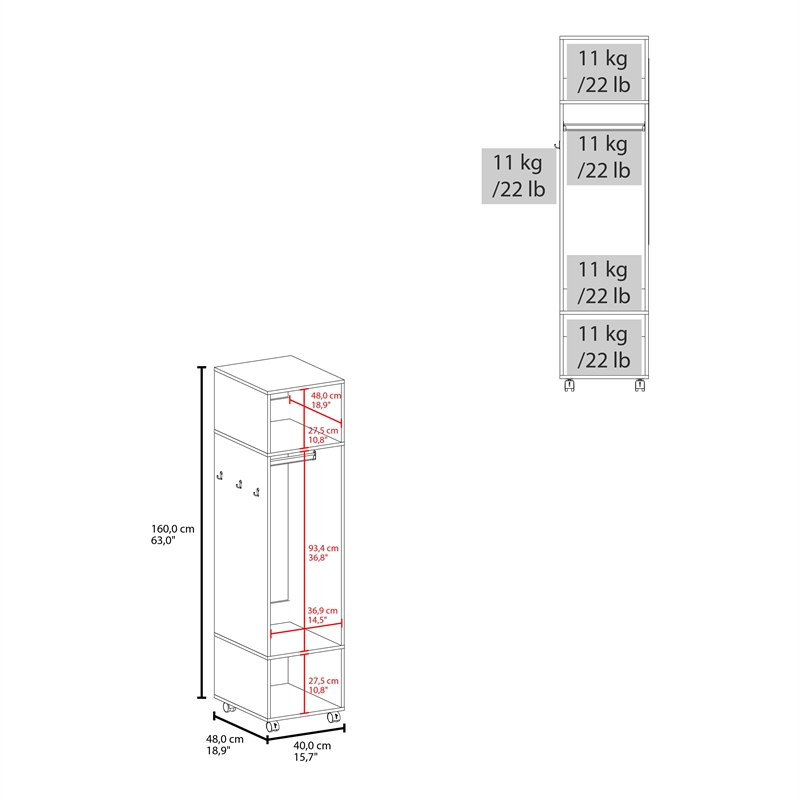 FM FURNITURE Summit Engineered Wood and Melamine with Mirror-Door Wardrobe White