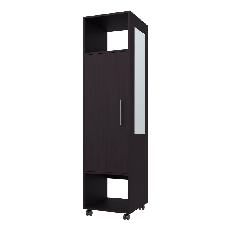 FM FURNITURE Summit Engineered Wood and Melamine with Mirror-Door Wardrobe Black