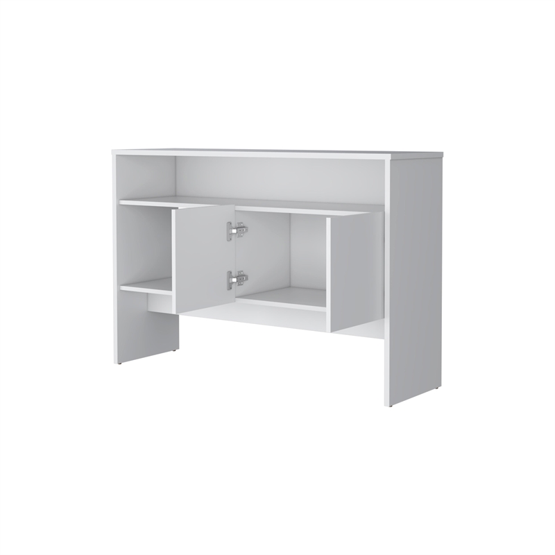 FM FURNITURE Bylas Console Table in melamine with two doors y open storage White