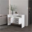 FM FURNITURE Bylas Console Table in melamine with two doors y open storage White