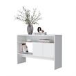 FM FURNITURE Bylas Console Table in melamine with two doors y open storage White