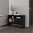 FM FURNITURE Bylas Console Table in melamine with two doors y open storage Black