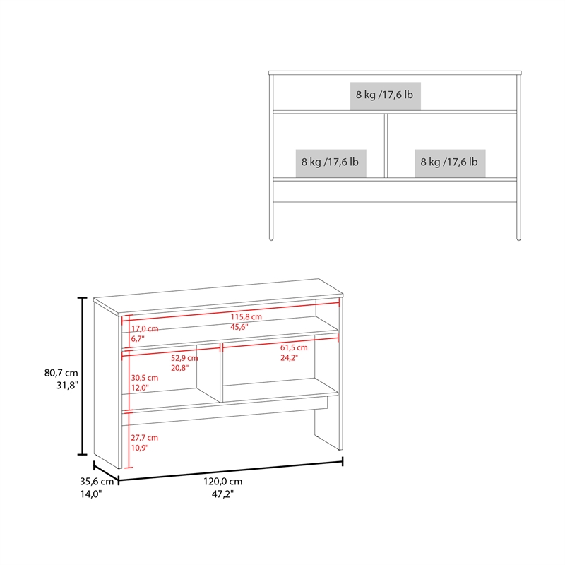 FM FURNITURE Bylas Console Table in melamine with two doors y open storage Black