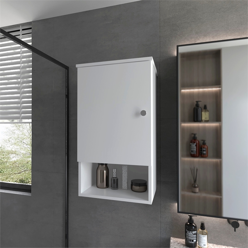 FM FURNITURE Carrizo Medicine Cabinet Engineered Wood with One Door White