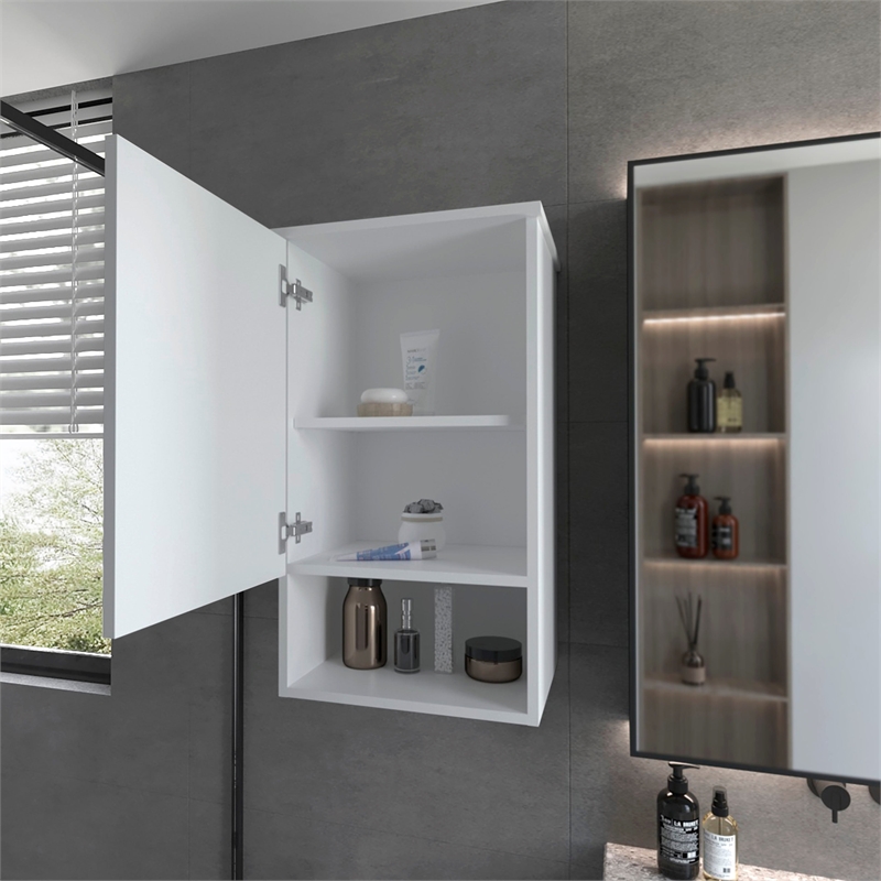 FM FURNITURE Carrizo Medicine Cabinet Engineered Wood with One Door White