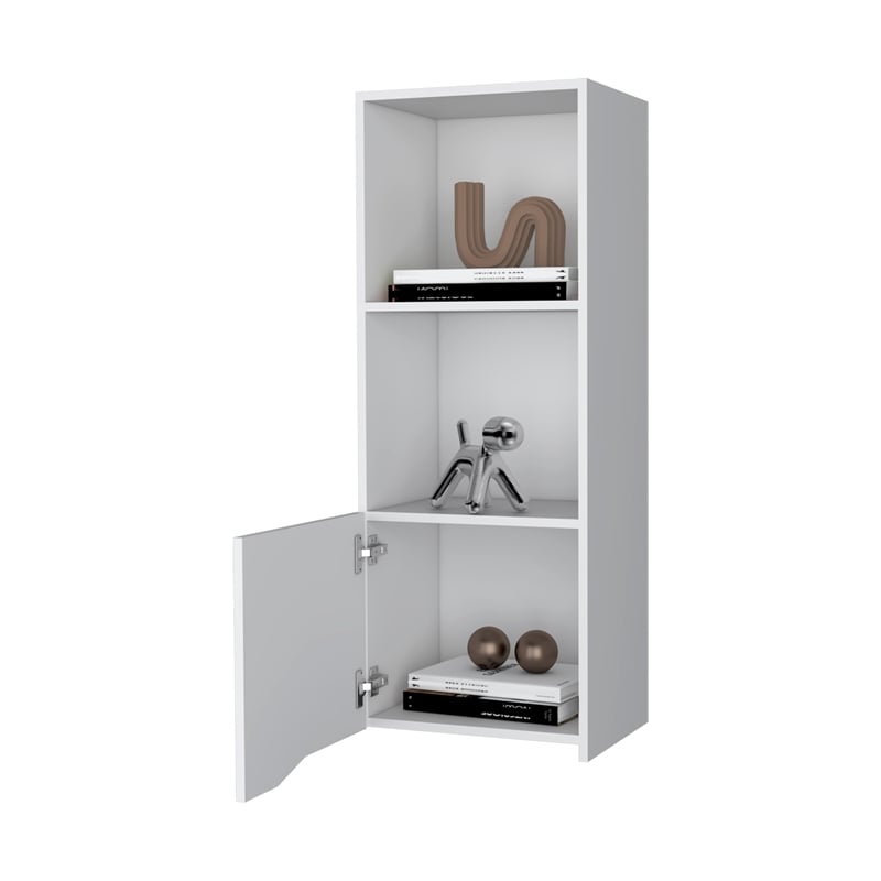 FM FURNITURE Pima Wall Cabinet in melamine with one door Engineered Wood White