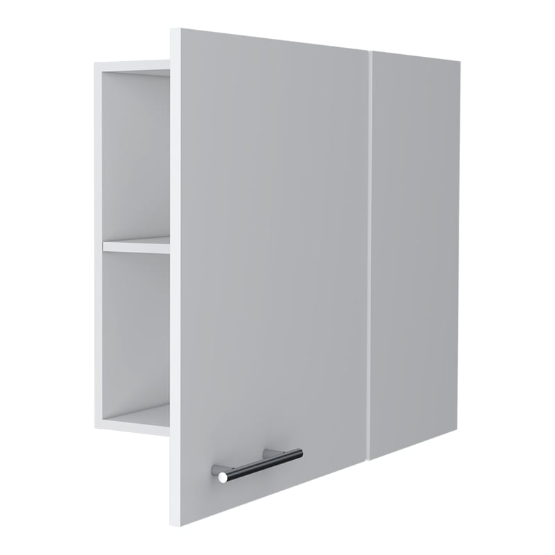 FM FURNITURE So- Hi Wall Cabinet with One Door White Engineered Wood