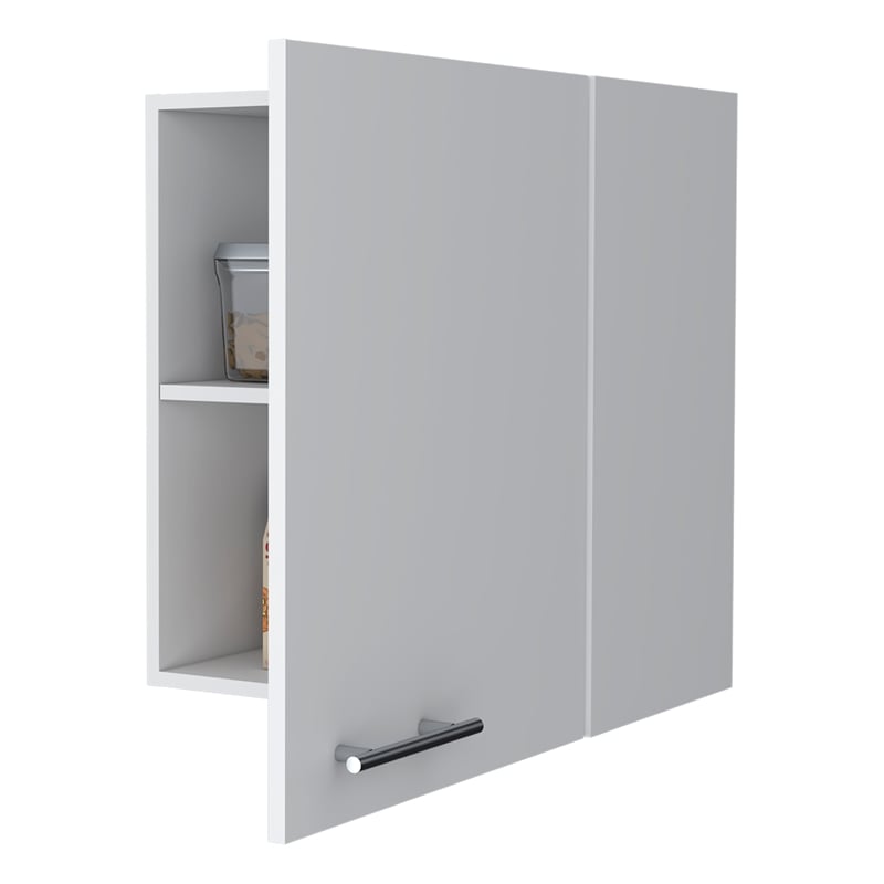 FM FURNITURE So- Hi Wall Cabinet with One Door White Engineered Wood
