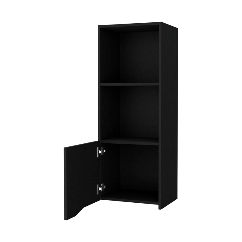 FM FURNITURE Pima Wall Cabinet in melamine with one door Engineered Wood  Black