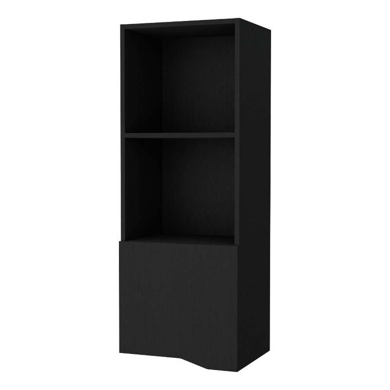 FM FURNITURE Pima Wall Cabinet in melamine with one door Engineered Wood  Black