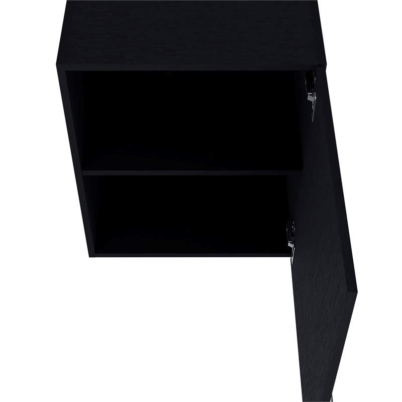 FM FURNITURE So-Hi Wall Cabinet with One Door Black Engineered Wood