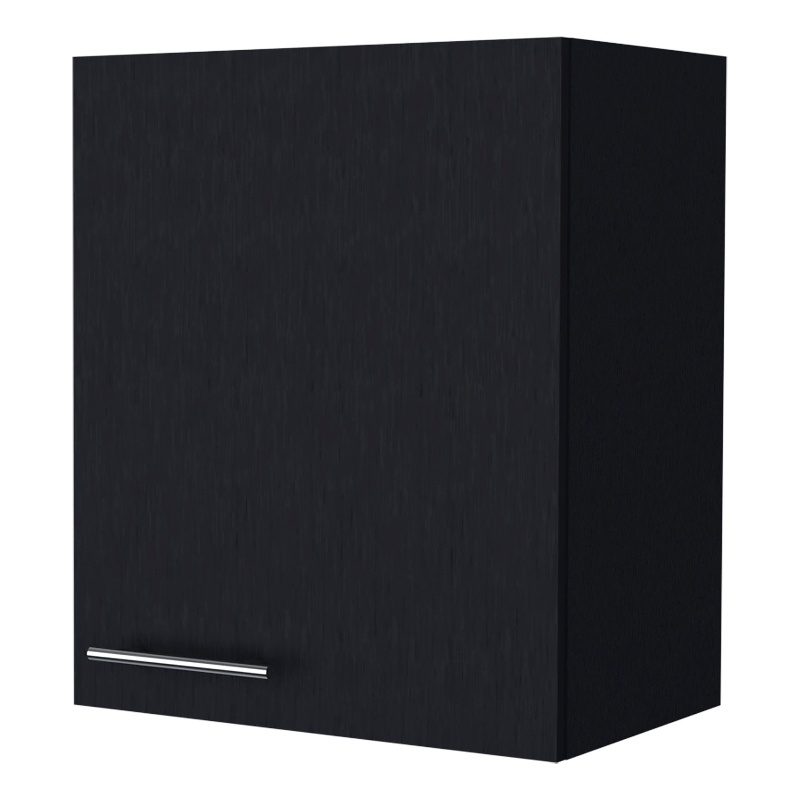 FM FURNITURE So-Hi Wall Cabinet with One Door Black Engineered Wood