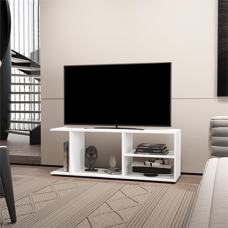 FM FURNITURE Tubac TV Rack in melamine with open storage White