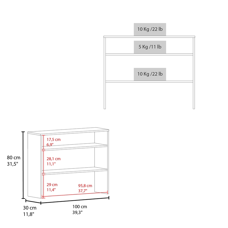 FM FURNITURE Vail Console Table With Open Storage White Engineered Wood