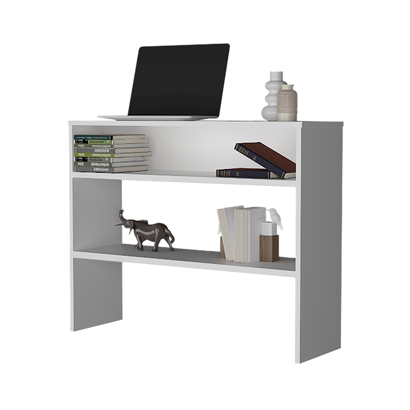 FM FURNITURE Vail Console Table With Open Storage White Engineered Wood