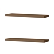 FM FURNITURE Iva Floating Wall Shelf in Melamine Brown (Set of 2)