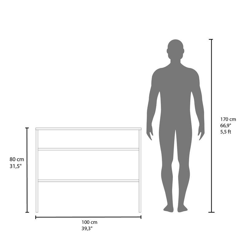 FM FURNITURE Vail Console Table With Open Storage Black Engineered Wood