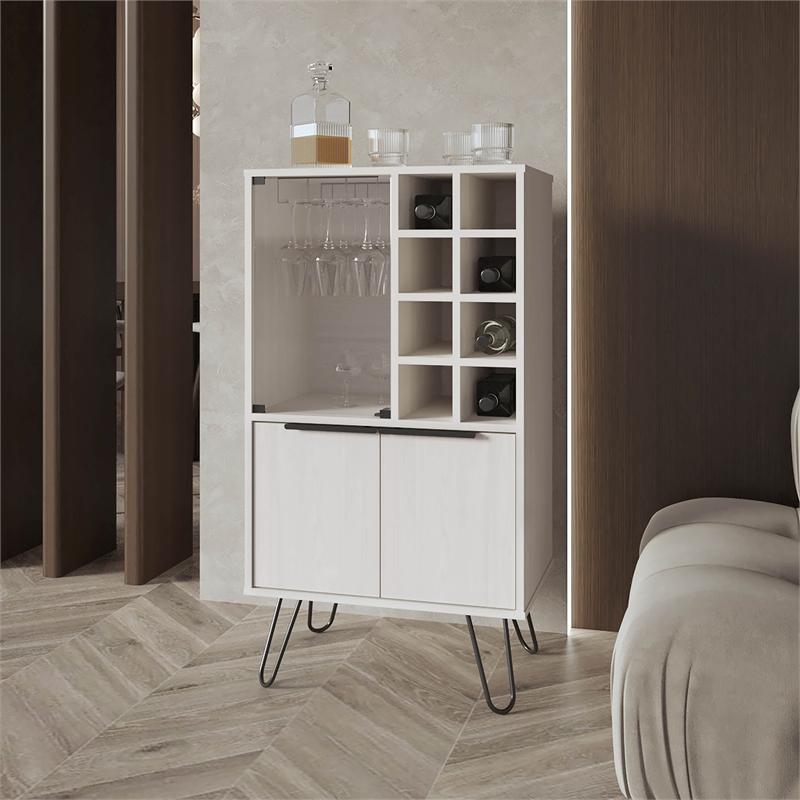 FM FURNITURE Fairfax Bar Cabinet in melamine Engineered Wood White