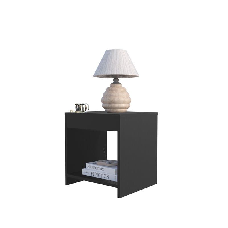 FM FURNITURE Anegam Nightstand with Open Storage Black