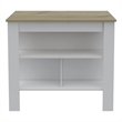 FMFURNITURE Brooklyn Kitchen Island with Open Storage Engineered Wood Light Oak