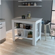 FM FURNITURE Brooklyn Kitchen Island with Open Storage Engineered Wood White