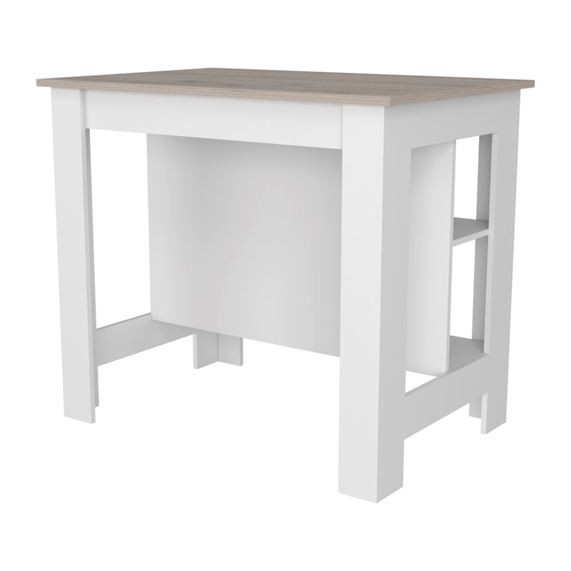 FM FURNITURE Brooklyn Kitchen Island with Open Storage Engineered Wood White