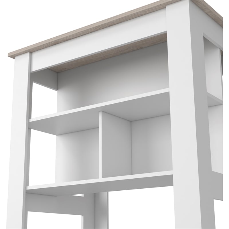 FM FURNITURE Brooklyn Kitchen Island with Open Storage Engineered Wood White