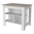 FM FURNITURE Brooklyn Kitchen Island with Open Storage Engineered Wood White