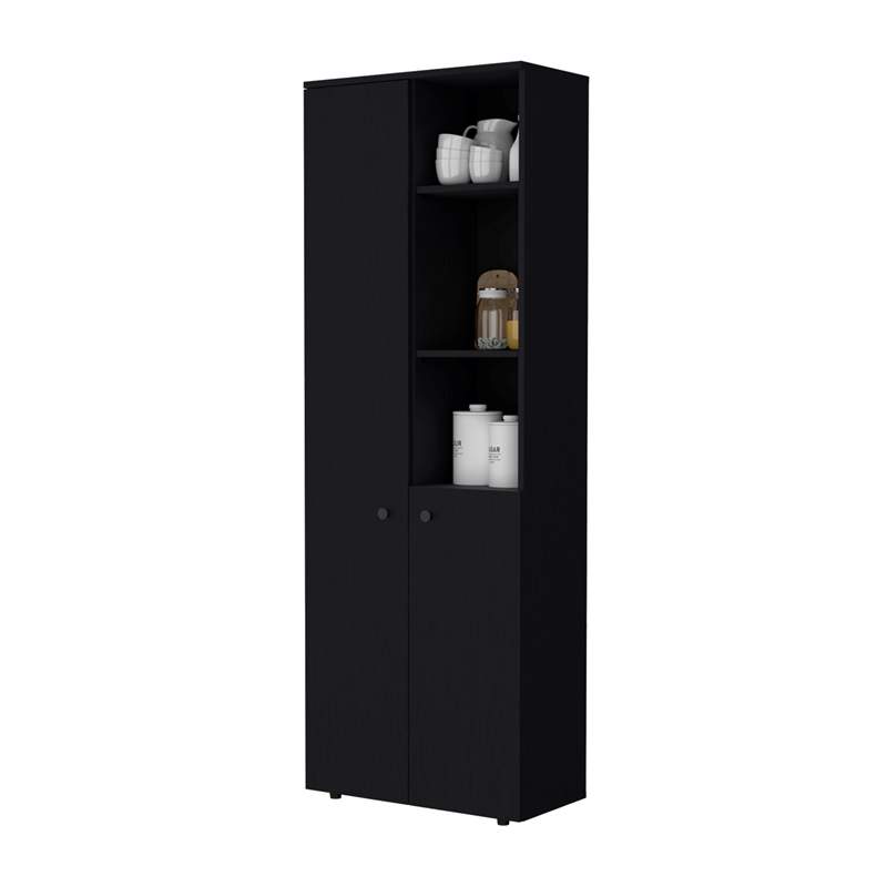 FM FURNITURE Nolic Multistotage with shelves and 2 doors Black Engineered Wood