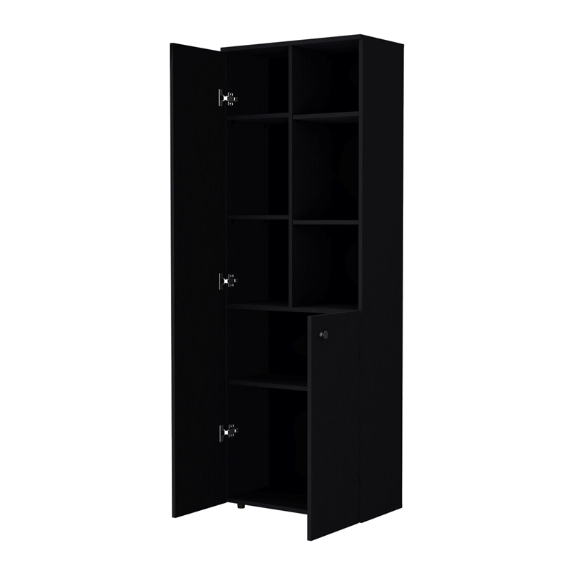 FM FURNITURE Nolic Multistotage with shelves and 2 doors Black Engineered Wood
