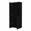FM FURNITURE Nolic Multistotage with shelves and 2 doors Black Engineered Wood
