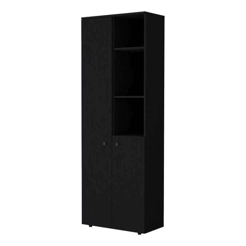 FM FURNITURE Nolic Multistotage with shelves and 2 doors Black Engineered Wood