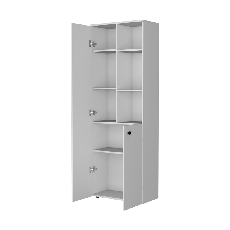 FM FURNITURE Nolic Multistotage with 5-tier storage shelves and 2 doors White