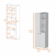 FM FURNITURE Nolic Multistotage with 5-tier storage shelves and 2 doors White