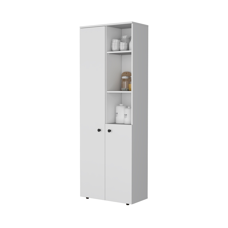 FM FURNITURE Nolic Multistotage with 5-tier storage shelves and 2 doors White
