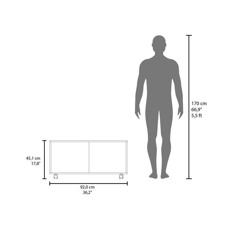 FM FURNITURE Gu Oidak Coffee with Storage Engineered Wood Caster Wheels Wengue