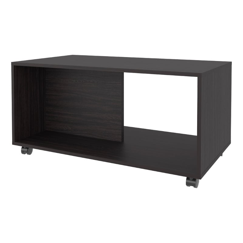 FM FURNITURE Gu Oidak Coffee with Storage Engineered Wood Caster Wheels Wengue