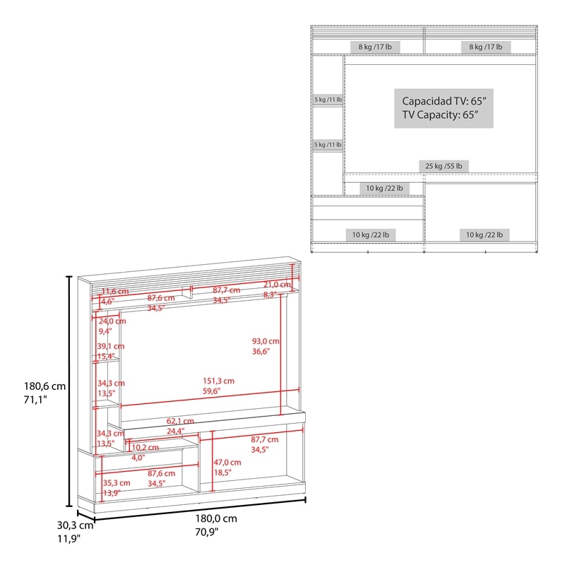 FM FURNITURE Rock House Entertainment Center Engineered Wood Stained Walnut