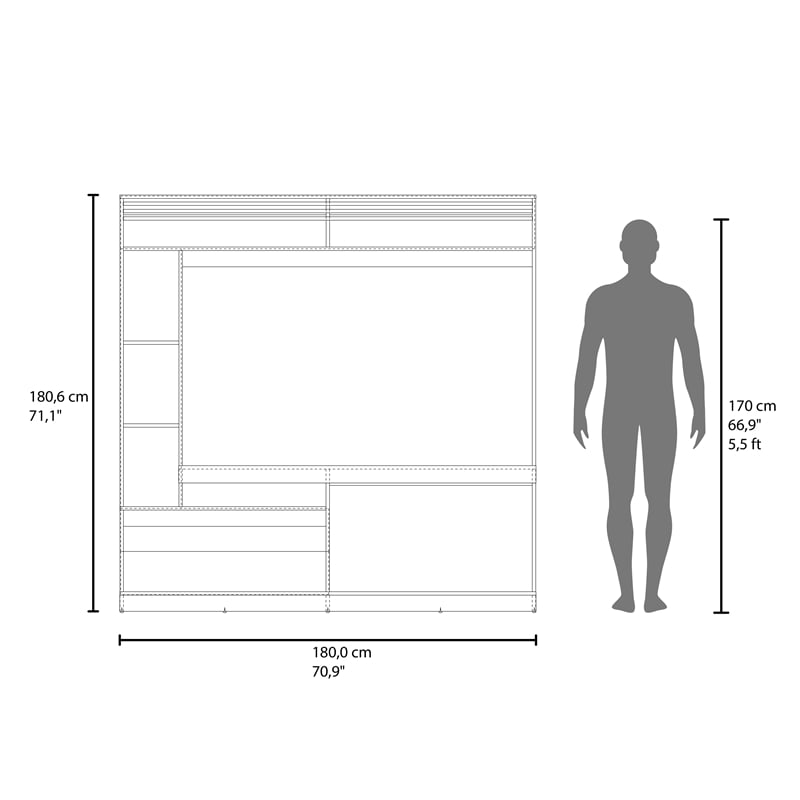 FM FURNITURE Rock House Entertainment Center Engineered Wood Stained Walnut