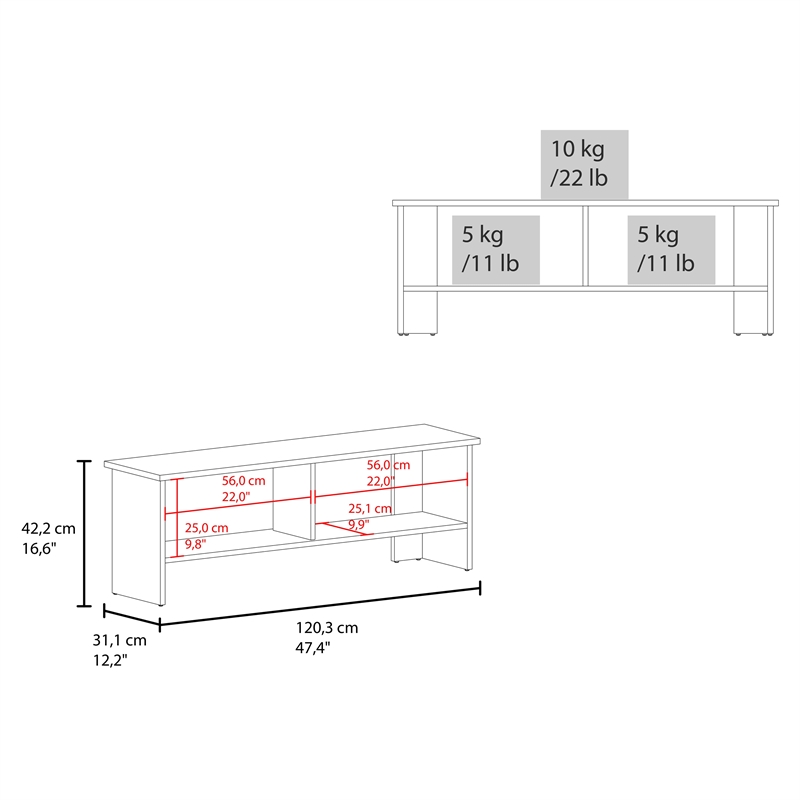 FM FURNITURE Rock Point Entertainment Center with a Door Stained Walnut White