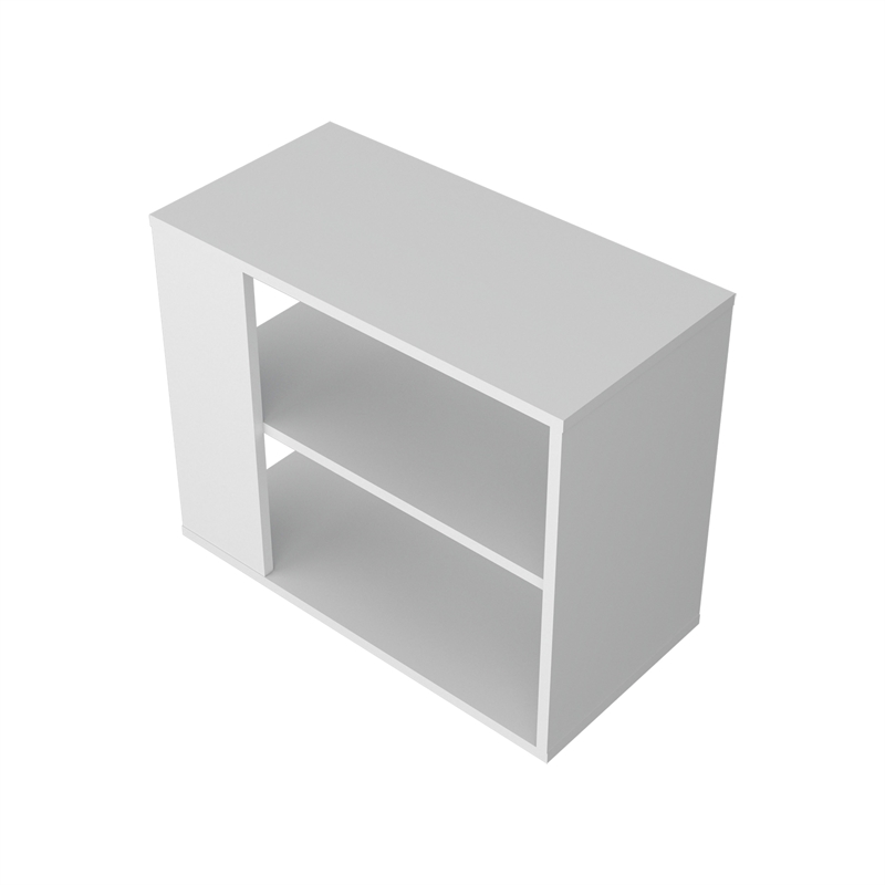 FM FURNITURE Rio Verde Side Table Engineered Wood with Open Storage White